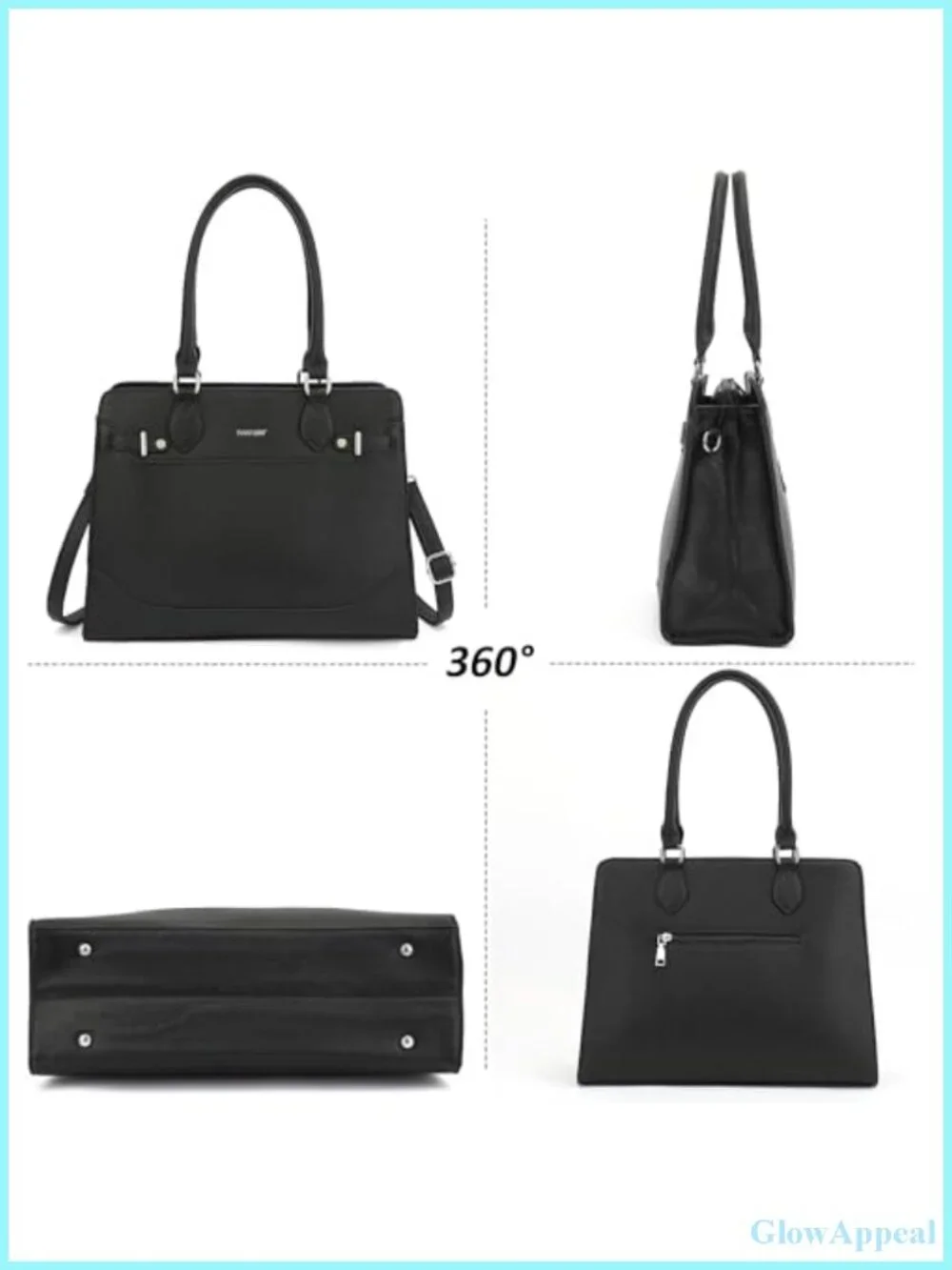 Vegan Leather Structured Tote Bag for Women Satchel Handbag Shoulder Work